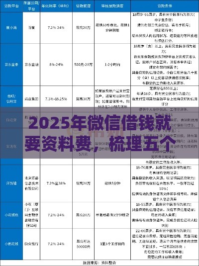 2025年微信借钱就要资料费，梳理五个最新十八岁可以贷款的平台