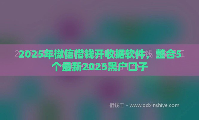 2025年微信借钱开收据软件，整合5个最新2025黑户口子
