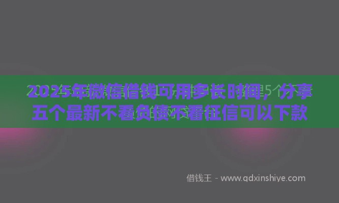 2025年微信借钱可用多长时间，分享五个最新不看负债不看征信可以下款的平台