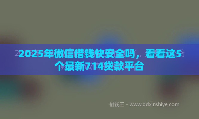 2025年微信借钱快安全吗，看看这5个最新714贷款平台