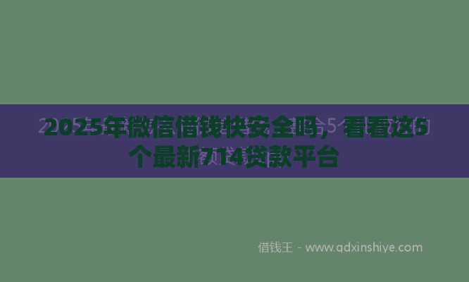 2025年微信借钱快安全吗，看看这5个最新714贷款平台