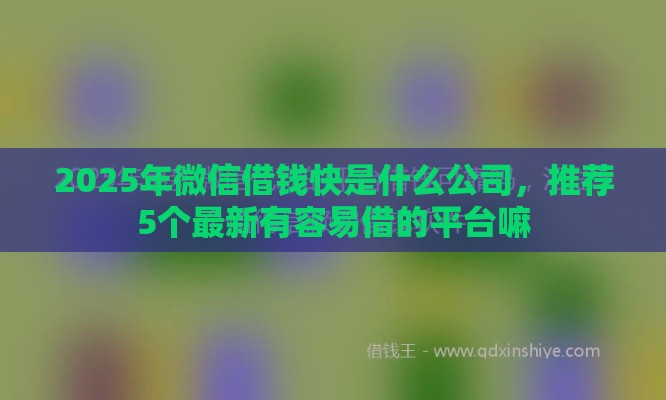 2025年微信借钱快是什么公司，推荐5个最新有容易借的平台嘛
