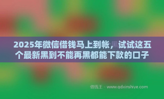 2025年微信借钱马上到帐，试试这五个最新黑到不能再黑都能下款的口子