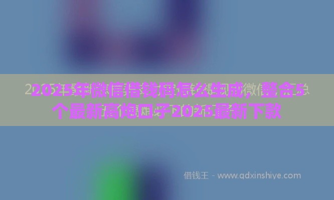 2025年微信借钱码怎么生成，整合5个最新高炮口子2025最新下款