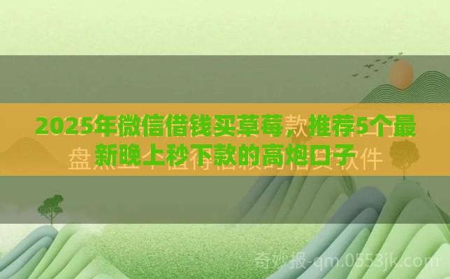 2025年微信借钱买草莓，推荐5个最新晚上秒下款的高炮口子