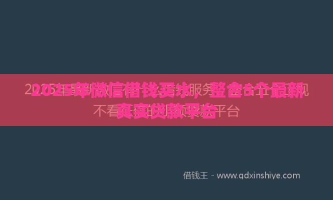 2025年微信借钱买水，整合5个最新真实贷款平台