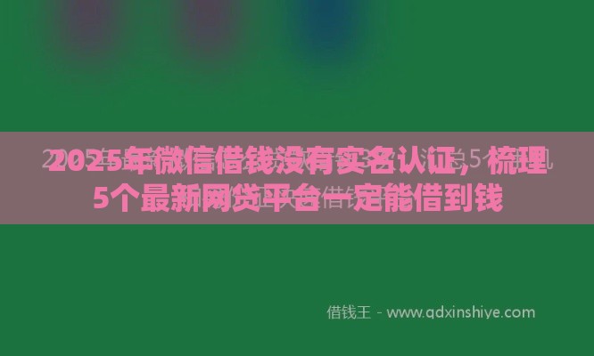 2025年微信借钱没有实名认证，梳理5个最新网贷平台一定能借到钱