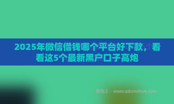 2025年微信借钱哪个平台好下款，看看这5个最新黑户口子高炮