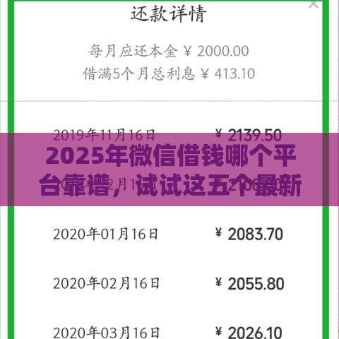2025年微信借钱哪个平台靠谱，试试这五个最新借钱平台容易通过