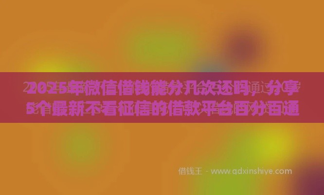 2025年微信借钱能分几次还吗，分享5个最新不看征信的借款平台百分百通过