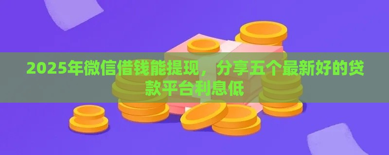 2025年微信借钱能提现，分享五个最新好的贷款平台利息低