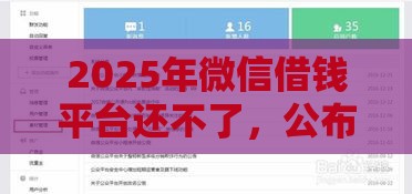 2025年微信借钱平台还不了，公布5个最新好的借钱平台