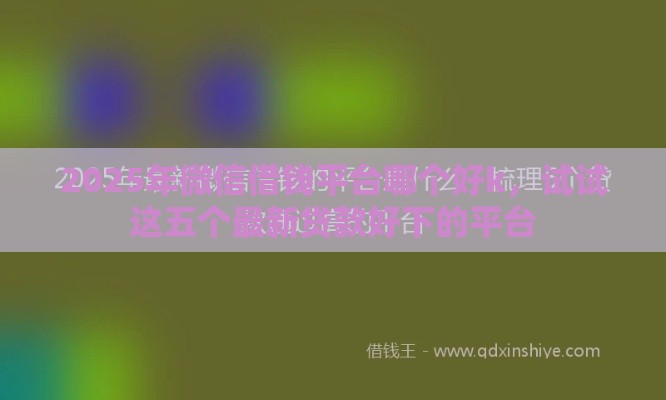 2025年微信借钱平台哪个好k，试试这五个最新贷款好下的平台