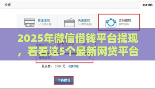 2025年微信借钱平台提现，看看这5个最新网贷平台网贷怎么样
