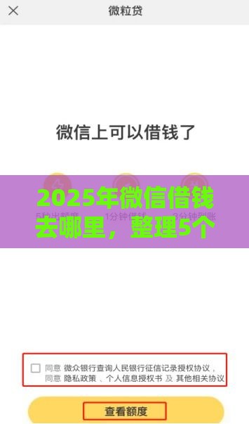2025年微信借钱去哪里，整理5个最新合法贷款平台