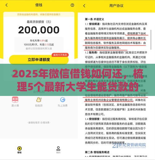 2025年微信借钱如何还，梳理5个最新大学生能贷款的平台