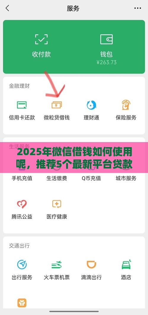 2025年微信借钱如何使用呢，推荐5个最新平台贷款