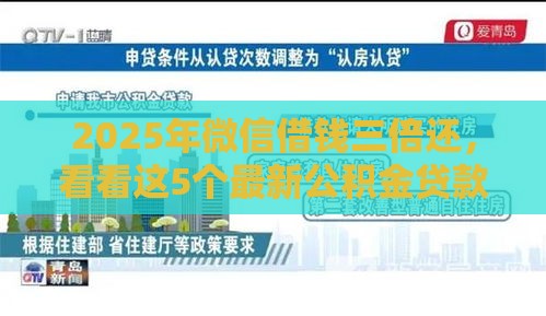 2025年微信借钱三倍还，看看这5个最新公积金贷款平台