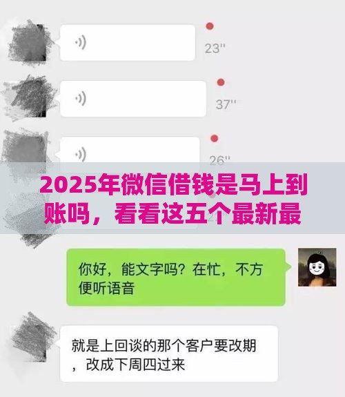 2025年微信借钱是马上到账吗，看看这五个最新最新黑口子秒过的