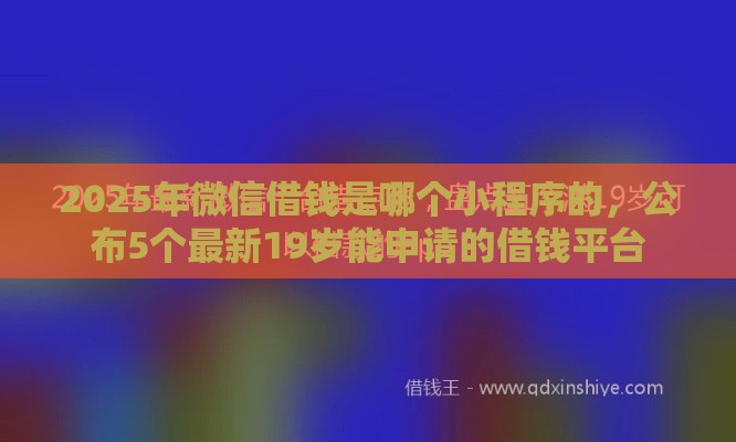 2025年微信借钱是哪个小程序的，公布5个最新19岁能申请的借钱平台