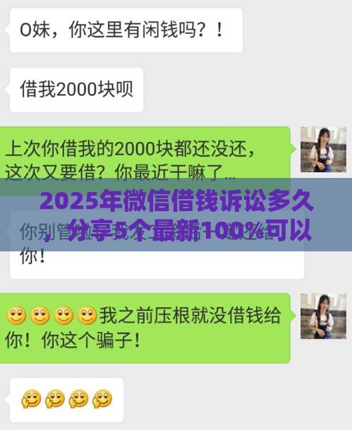 2025年微信借钱诉讼多久，分享5个最新100%可以借钱的平台