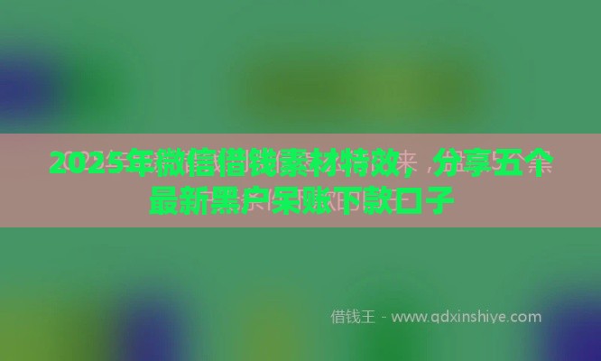 2025年微信借钱素材特效，分享五个最新黑户呆账下款口子