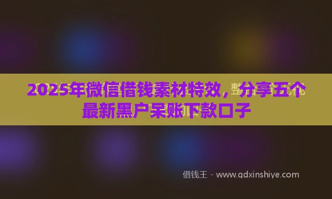 2025年微信借钱素材特效，分享五个最新黑户呆账下款口子