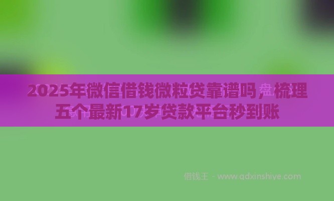 2025年微信借钱微粒贷靠谱吗，梳理五个最新17岁贷款平台秒到账