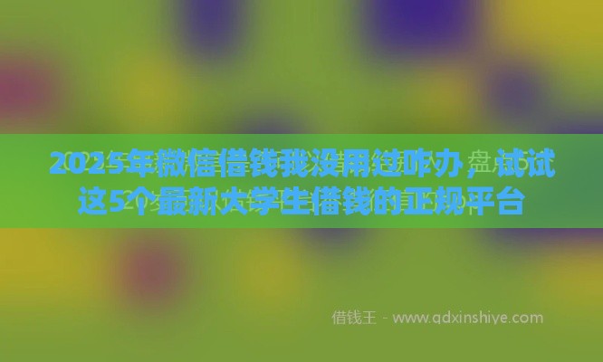 2025年微信借钱我没用过咋办，试试这5个最新大学生借钱的正规平台