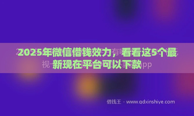 2025年微信借钱效力，看看这5个最新现在平台可以下款
