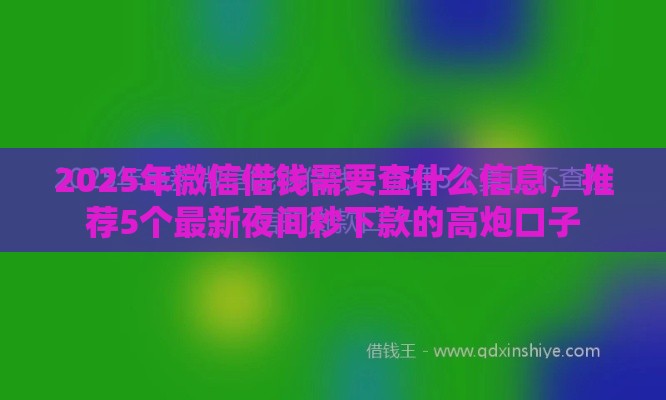2025年微信借钱需要查什么信息，推荐5个最新夜间秒下款的高炮口子
