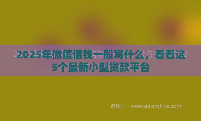 2025年微信借钱一般写什么，看看这5个最新小型贷款平台