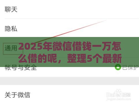 2025年微信借钱一万怎么借的呢，整理5个最新花了能下款的口子