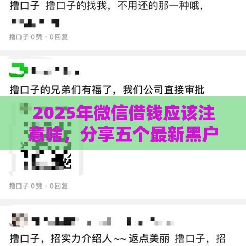 2025年微信借钱应该注意啥，分享五个最新黑户下款的口子