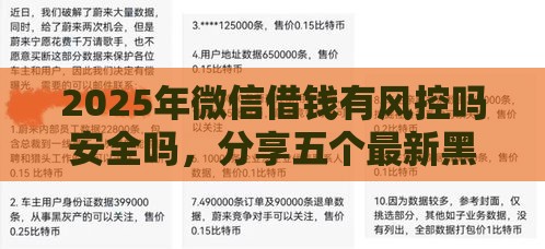 2025年微信借钱有风控吗安全吗，分享五个最新黑户100%能下款的平台