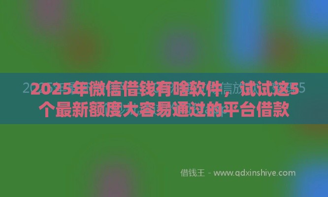 2025年微信借钱有啥软件，试试这5个最新额度大容易通过的平台借款