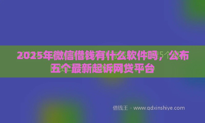 2025年微信借钱有什么软件吗，公布五个最新起诉网贷平台