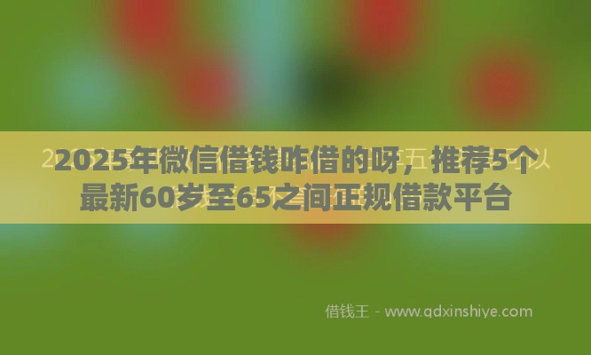 2025年微信借钱咋借的呀，推荐5个最新60岁至65之间正规借款平台