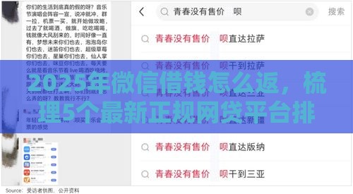 2025年微信借钱怎么返，梳理5个最新正规网贷平台排名不分先后