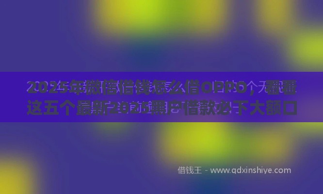 2025年微信借钱怎么借OPPO，看看这五个最新2025黑户借款必下大额口子