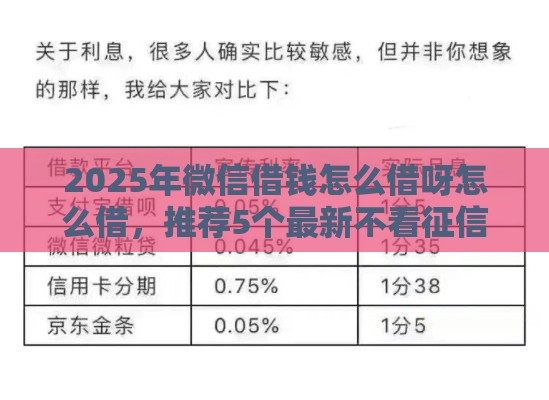 2025年微信借钱怎么借呀怎么借，推荐5个最新不看征信的借款平台百分百通过