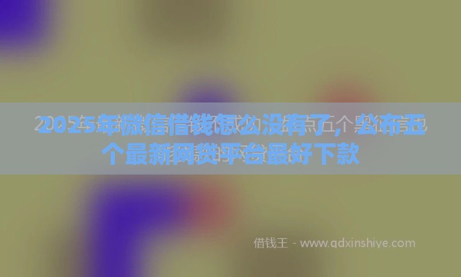 2025年微信借钱怎么没有了，公布五个最新网贷平台最好下款