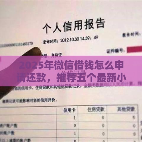 2025年微信借钱怎么申请还款，推荐五个最新小额借贷不看征信的平台