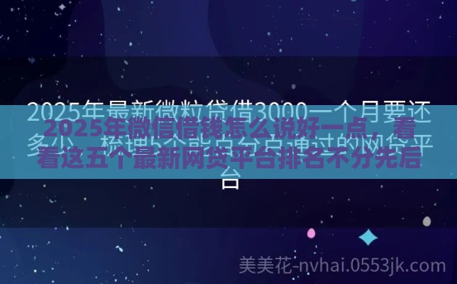 2025年微信借钱怎么说好一点，看看这五个最新网贷平台排名不分先后前100名