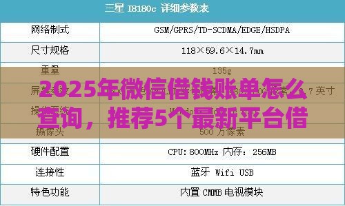 2025年微信借钱账单怎么查询，推荐5个最新平台借钱容易通过不看征信