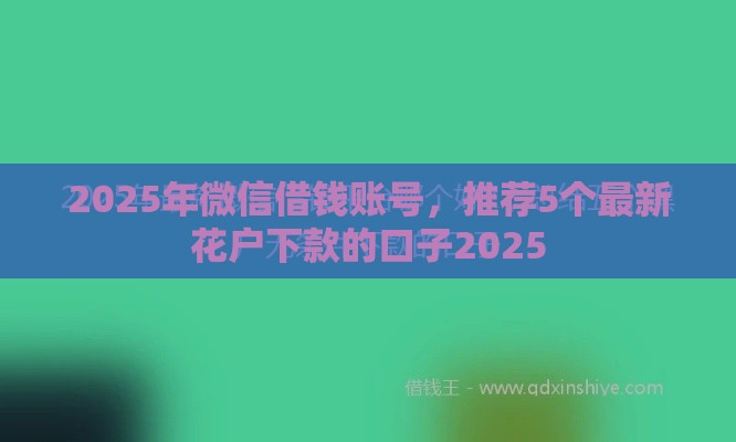 2025年微信借钱账号，推荐5个最新花户下款的口子2025