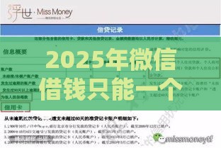 2025年微信借钱只能一个月还么，梳理5个最新征信花借款平台容易通过