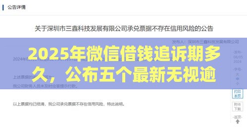 2025年微信借钱追诉期多久，公布五个最新无视逾期秒下100%款的口子