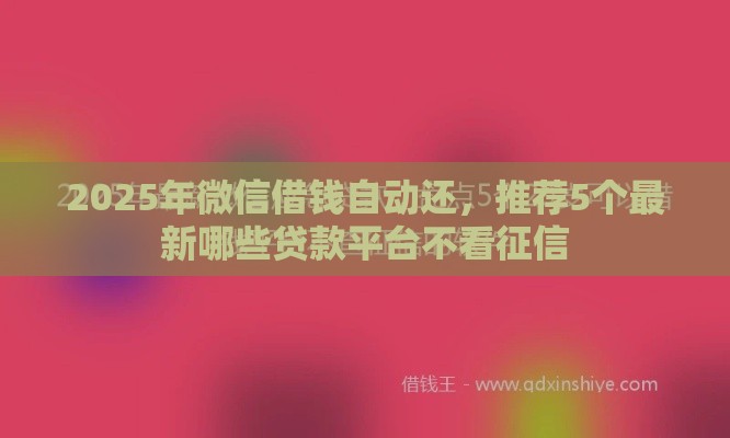 2025年微信借钱自动还，推荐5个最新哪些贷款平台不看征信
