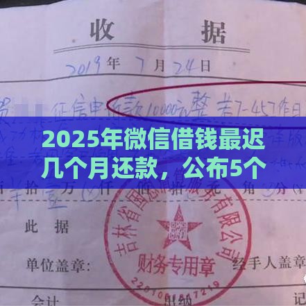2025年微信借钱最迟几个月还款，公布5个最新不看负债不看征信可以下款的平台
